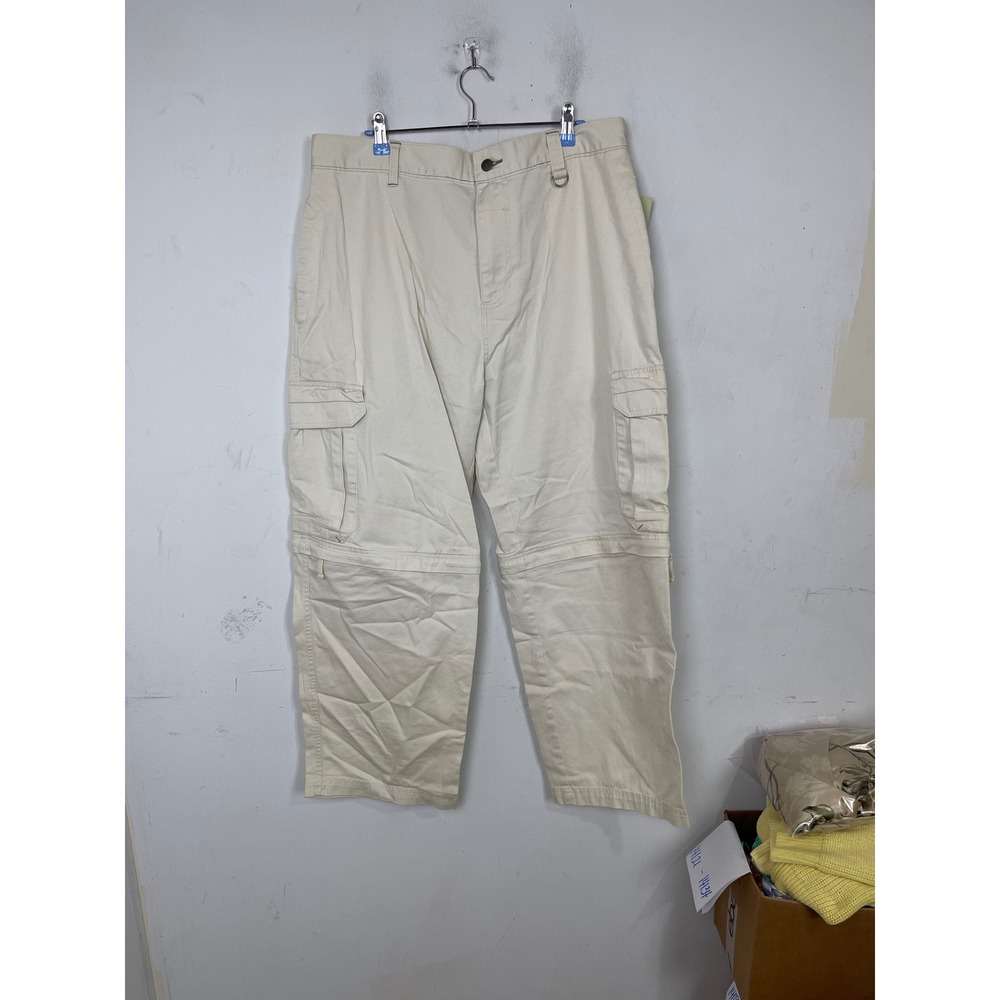 Bugle Boy Mens 38x30 Convertible Cargo Pants Zip Off‎ Shorts Stonewall Off-White